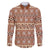 Pasifika Sataoa Pattern Simple Motif Family Matching Puletasi and Hawaiian Shirt Brown Beige Tan LT9 Dad's Shirt - Long Sleeve Brown - Polynesian Pride