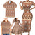 Pasifika Sataoa Pattern Simple Motif Family Matching Short Sleeve Bodycon Dress and Hawaiian Shirt Brown Beige Tan LT9 - Polynesian Pride