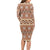 Pasifika Sataoa Pattern Simple Motif Long Sleeve Bodycon Dress Brown Beige Tan LT9 - Polynesian Pride