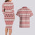 Pasifika Sataoa Pattern Simple Motif Couples Matching Long Sleeve Bodycon Dress and Hawaiian Shirt Cherry LT9 - Polynesian Pride