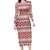 Pasifika Sataoa Pattern Simple Motif Family Matching Long Sleeve Bodycon Dress and Hawaiian Shirt Cherry LT9 Mom's Dress Cherry - Polynesian Pride