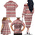 Pasifika Sataoa Pattern Simple Motif Family Matching Off Shoulder Long Sleeve Dress and Hawaiian Shirt Cherry LT9 - Polynesian Pride