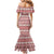 Pasifika Sataoa Pattern Simple Motif Mermaid Dress Cherry LT9 - Polynesian Pride