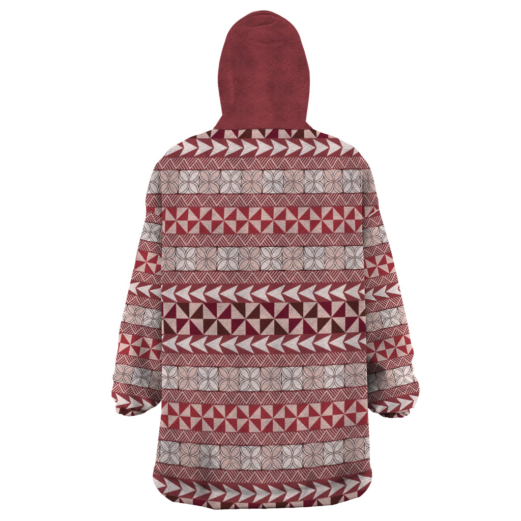 Pasifika Sataoa Pattern Simple Motif Wearable Blanket Hoodie Cherry LT9 - Polynesian Pride