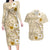 Pasifika Sataoa Pattern Plumeria Vintage Couples Matching Long Sleeve Bodycon Dress and Hawaiian Shirt Beige Tan LT9 Beige Tan - Polynesian Pride