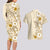 Pasifika Sataoa Pattern Plumeria Vintage Couples Matching Long Sleeve Bodycon Dress and Hawaiian Shirt Beige Tan LT9 - Polynesian Pride