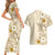 Pasifika Sataoa Pattern Plumeria Vintage Couples Matching Short Sleeve Bodycon Dress and Hawaiian Shirt Beige Tan LT9 - Polynesian Pride