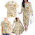 Pasifika Sataoa Pattern Plumeria Vintage Family Matching Off Shoulder Long Sleeve Dress and Hawaiian Shirt Beige Tan LT9 - Polynesian Pride