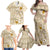 Pasifika Sataoa Pattern Plumeria Vintage Family Matching Off Shoulder Maxi Dress and Hawaiian Shirt Beige Tan LT9 - Polynesian Pride