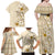 Pasifika Sataoa Pattern Plumeria Vintage Family Matching Off Shoulder Maxi Dress and Hawaiian Shirt Beige Tan LT9 - Polynesian Pride