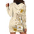 Pasifika Sataoa Pattern Plumeria Vintage Hoodie Dress Beige Tan LT9 - Polynesian Pride