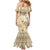 Pasifika Sataoa Pattern Plumeria Vintage Mermaid Dress Beige Tan LT9 - Polynesian Pride