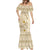 Pasifika Sataoa Pattern Plumeria Vintage Mermaid Dress Beige Tan LT9 - Polynesian Pride