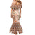 Pasifika Sataoa Pattern Plumeria Vintage Mermaid Dress Brown Beige Tan LT9 - Polynesian Pride