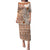 Pasifika Sataoa Pattern Plumeria Vintage Puletasi Brown Beige Tan LT9 Long Dress Brown - Polynesian Pride