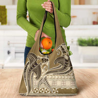 Vintage Hammerhead Shark Valentine Day Grocery Bag Pasifika Sataoa Pattern - Beige Tan LT9 - Polynesian Pride