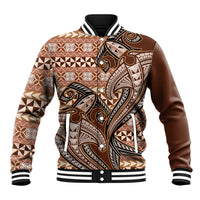 Vintage Hammerhead Shark Valentine Day Baseball Jacket Pasifika Sataoa Pattern - Brown Beige Tan LT9 Unisex Brown - Polynesian Pride