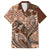 Vintage Hammerhead Shark Valentine Day Family Matching Long Sleeve Bodycon Dress and Hawaiian Shirt Pasifika Sataoa Pattern - Brown Beige Tan LT9 Dad's Shirt - Short Sleeve Brown - Polynesian Pride