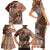 Vintage Hammerhead Shark Valentine Day Family Matching Short Sleeve Bodycon Dress and Hawaiian Shirt Pasifika Sataoa Pattern - Brown Beige Tan LT9 - Polynesian Pride