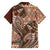 Vintage Hammerhead Shark Valentine Day Family Matching Short Sleeve Bodycon Dress and Hawaiian Shirt Pasifika Sataoa Pattern - Brown Beige Tan LT9 - Polynesian Pride