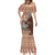 Vintage Hammerhead Shark Valentine Day Mermaid Dress Pasifika Sataoa Pattern - Brown Beige Tan LT9 - Polynesian Pride