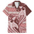 Vintage Hammerhead Shark Valentine Day Family Matching Off Shoulder Short Dress and Hawaiian Shirt Pasifika Sataoa Pattern - Cherry LT9 Dad's Shirt - Short Sleeve Cherry - Polynesian Pride