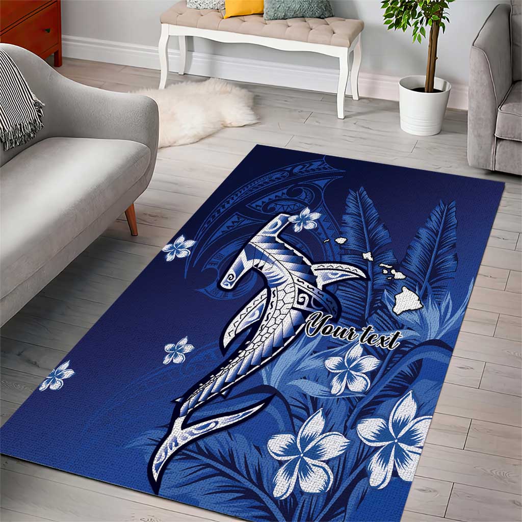 Personalized Hawaiian Maori Hammerhead Shark Area Rug Polu Plumeria LT9 - Polynesian Pride