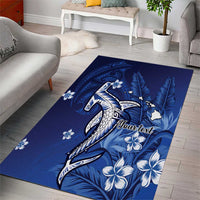 Personalized Hawaiian Maori Hammerhead Shark Area Rug Polu Plumeria LT9 - Polynesian Pride