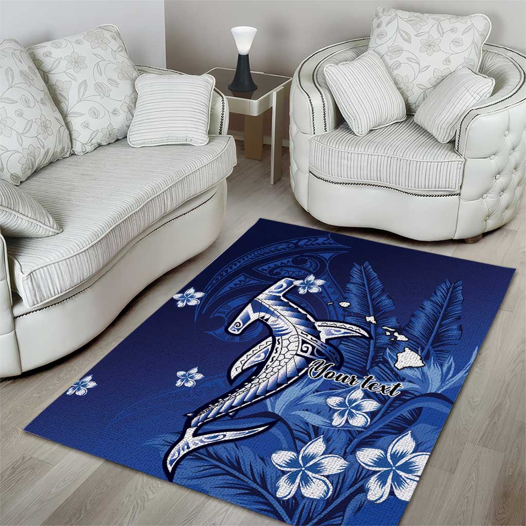 Personalized Hawaiian Maori Hammerhead Shark Area Rug Polu Plumeria LT9 - Polynesian Pride