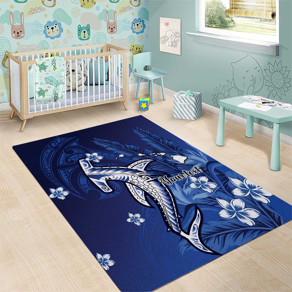 Personalized Hawaiian Maori Hammerhead Shark Area Rug Polu Plumeria LT9 - Polynesian Pride
