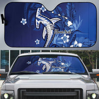 Personalized Hawaiian Maori Hammerhead Shark Auto Sun Shade Polu Plumeria LT9 Blue - Polynesian Pride