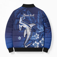 Personalized Hawaiian Maori Hammerhead Shark Bomber Puffer Jacket Polu Plumeria LT9 - Polynesian Pride