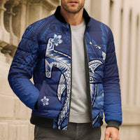 Personalized Hawaiian Maori Hammerhead Shark Bomber Puffer Jacket Polu Plumeria LT9 - Polynesian Pride