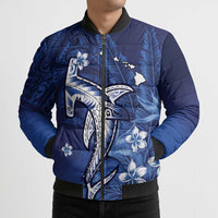 Personalized Hawaiian Maori Hammerhead Shark Bomber Puffer Jacket Polu Plumeria LT9 - Polynesian Pride