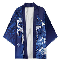 Personalized Hawaiian Maori Hammerhead Shark Kimono Polu Plumeria LT9 Unisex Blue - Polynesian Pride