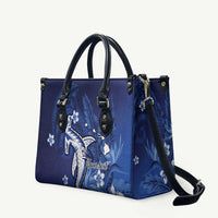 Personalized Hawaiian Maori Hammerhead Shark Leather Bag Polu Plumeria LT9 Blue - Polynesian Pride