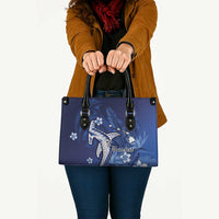 Personalized Hawaiian Maori Hammerhead Shark Leather Bag Polu Plumeria LT9 - Polynesian Pride