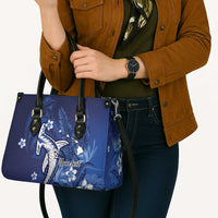 Personalized Hawaiian Maori Hammerhead Shark Leather Bag Polu Plumeria LT9 - Polynesian Pride