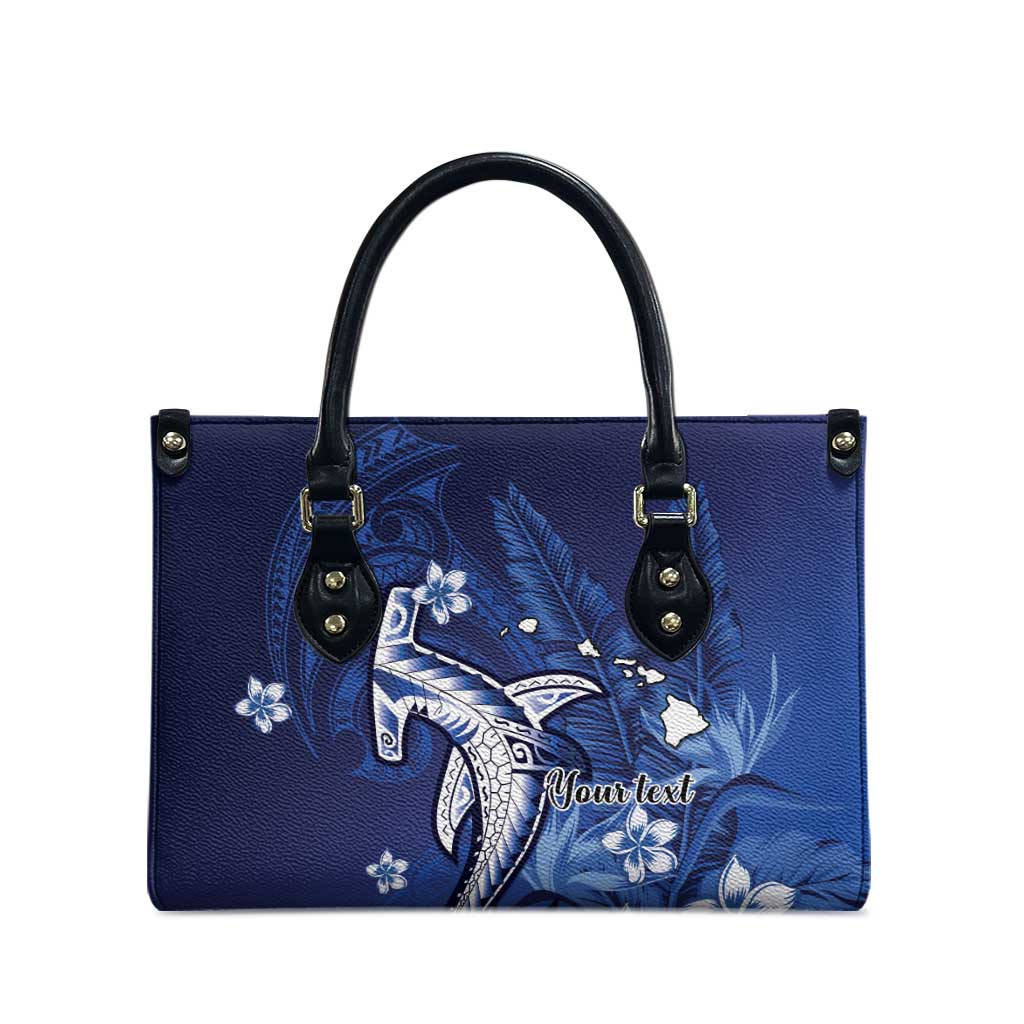 Personalized Hawaiian Maori Hammerhead Shark Leather Bag Polu Plumeria LT9 - Polynesian Pride