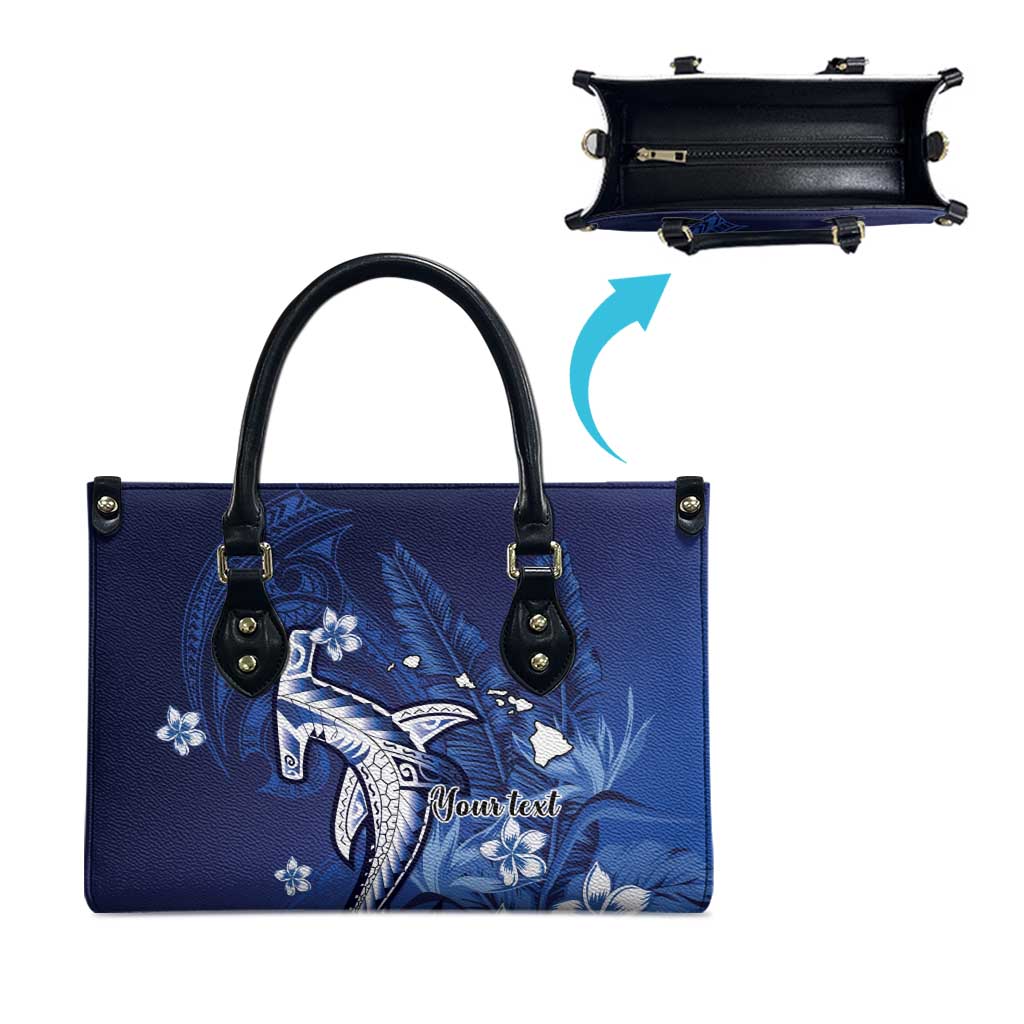 Personalized Hawaiian Maori Hammerhead Shark Leather Bag Polu Plumeria LT9 - Polynesian Pride