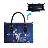 Personalized Hawaiian Maori Hammerhead Shark Leather Bag Polu Plumeria LT9 - Polynesian Pride
