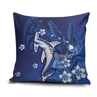 Personalized Hawaiian Maori Hammerhead Shark Pillow Cover Polu Plumeria LT9 Blue - Polynesian Pride