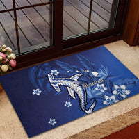 Personalized Hawaiian Maori Hammerhead Shark Rubber Doormat Polu Plumeria LT9 - Polynesian Pride