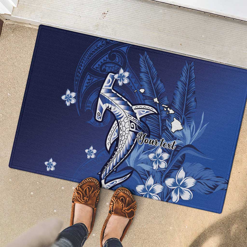 Personalized Hawaiian Maori Hammerhead Shark Rubber Doormat Polu Plumeria LT9 - Polynesian Pride