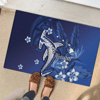 Personalized Hawaiian Maori Hammerhead Shark Rubber Doormat Polu Plumeria LT9 - Polynesian Pride