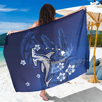 Personalized Hawaiian Maori Hammerhead Shark Sarong Polu Plumeria LT9 One Size 44 x 66 inches Blue - Polynesian Pride