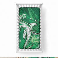 Personalized Hawaiian Maori Hammerhead Shark Baby Bed Cover Omaomao Plumeria LT9 28 × 52 in Green - Polynesian Pride