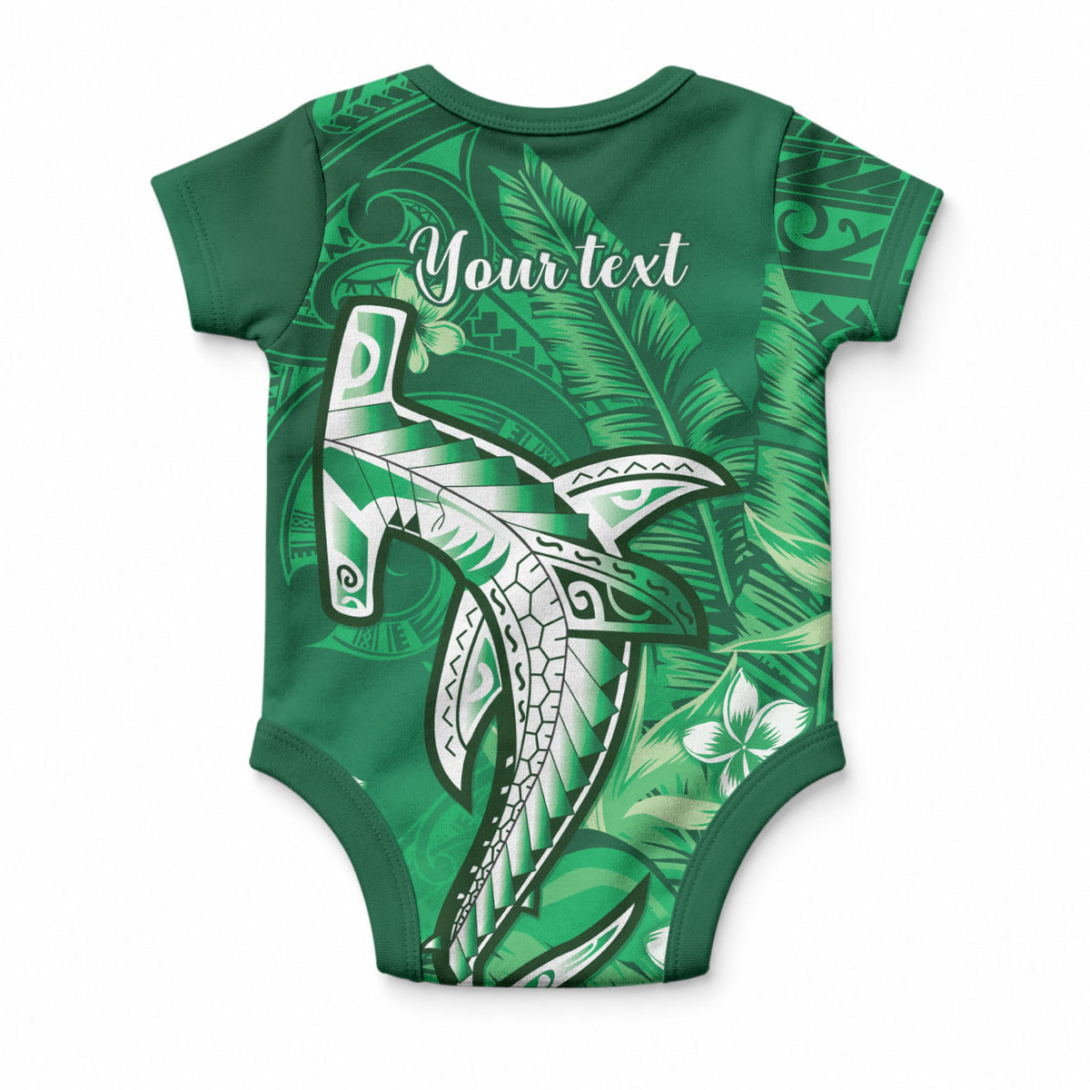 Personalized Hawaiian Maori Hammerhead Shark Baby Onesie Omaomao Plumeria LT9 - Polynesian Pride