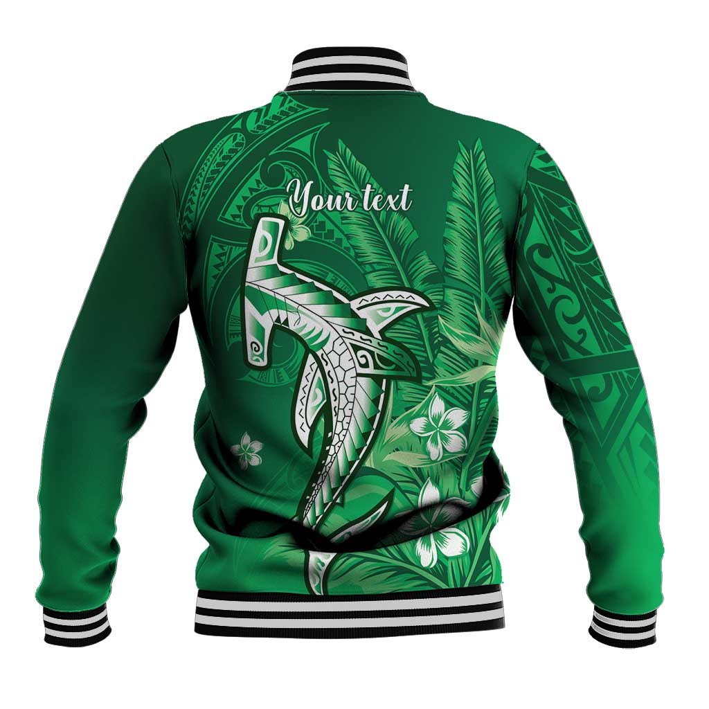 Personalized Hawaiian Maori Hammerhead Shark Baseball Jacket Omaomao Plumeria LT9 - Polynesian Pride