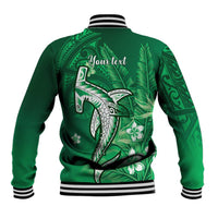 Personalized Hawaiian Maori Hammerhead Shark Baseball Jacket Omaomao Plumeria LT9 - Polynesian Pride